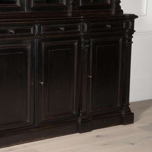 19th Century French Ebonised Breakfront Bookcase