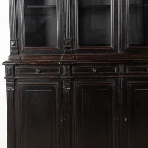 19th Century French Ebonised Breakfront Bookcase