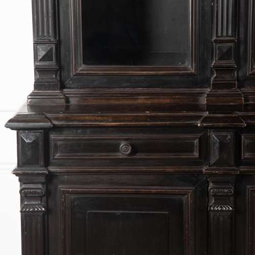 19th Century French Ebonised Breakfront Bookcase