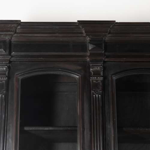 19th Century French Ebonised Breakfront Bookcase