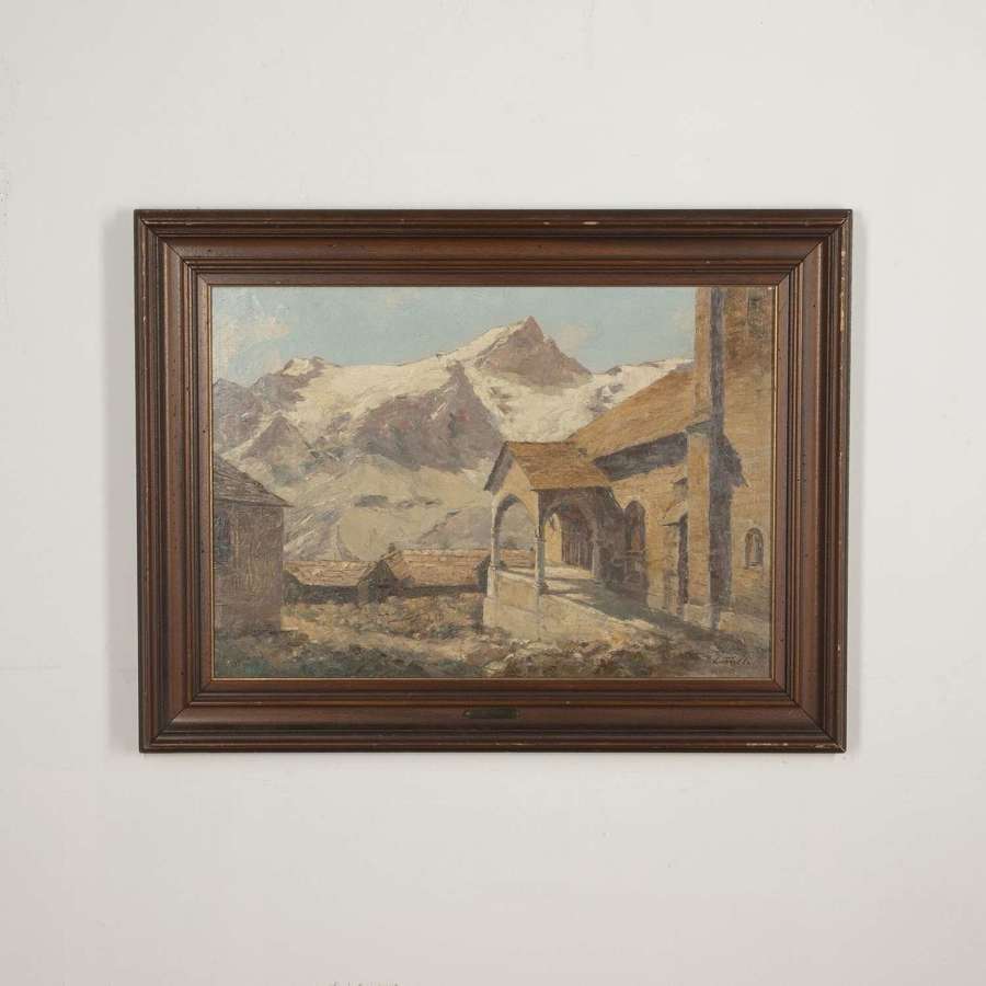 20th Century French Oil on Canvas Mountain Scene