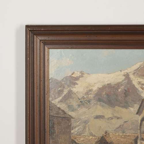 20th Century French Oil on Canvas Mountain Scene