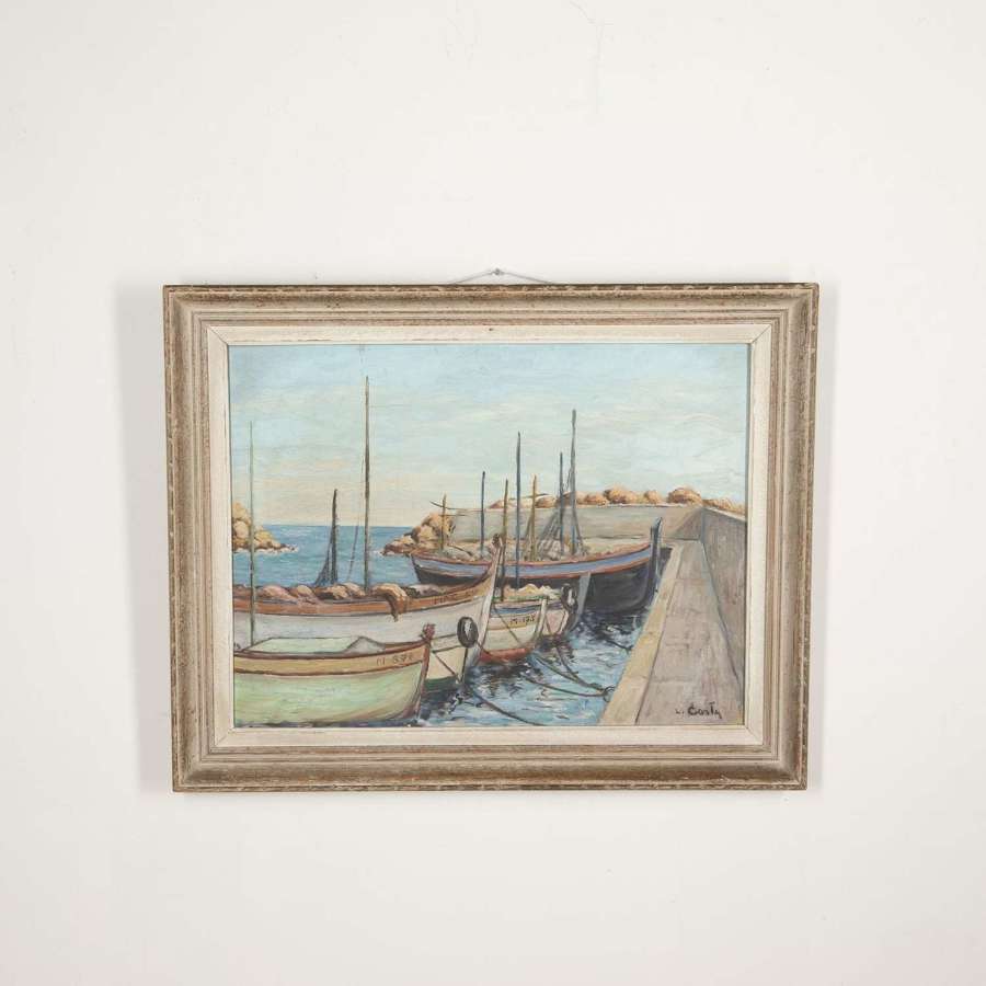 20th Century French Harbour Scene Painting