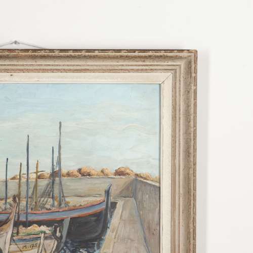 20th Century French Harbour Scene Painting