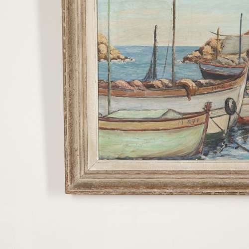 20th Century French Harbour Scene Painting