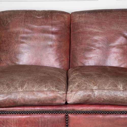 20th Century Red Leather Three Seater Sofa