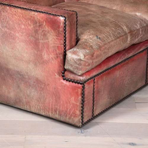 20th Century Red Leather Three Seater Sofa
