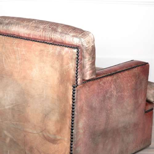 20th Century Red Leather Three Seater Sofa