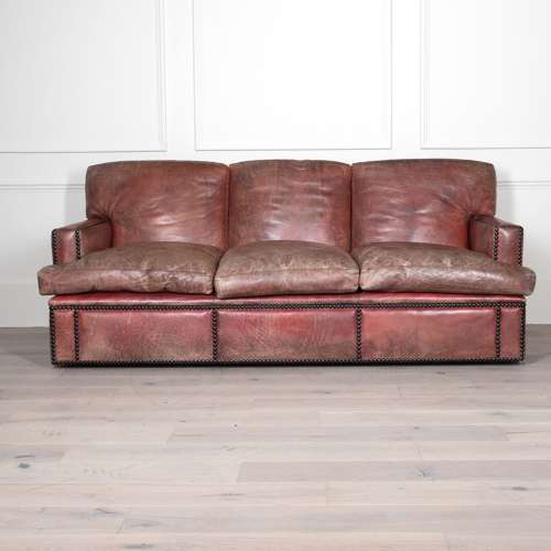 20th Century Red Leather Three Seater Sofa