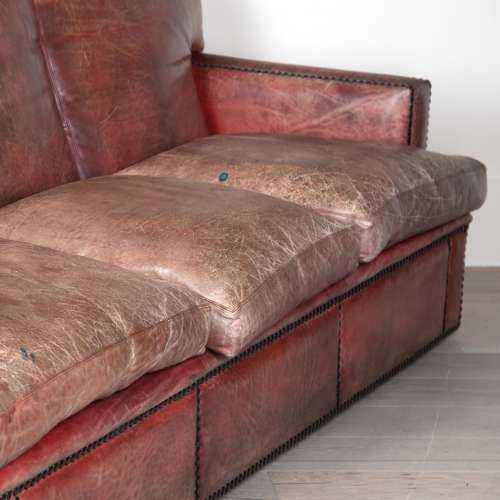 20th Century Red Leather Three Seater Sofa