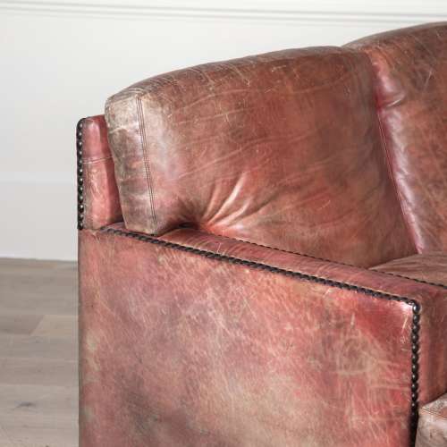 20th Century Red Leather Three Seater Sofa