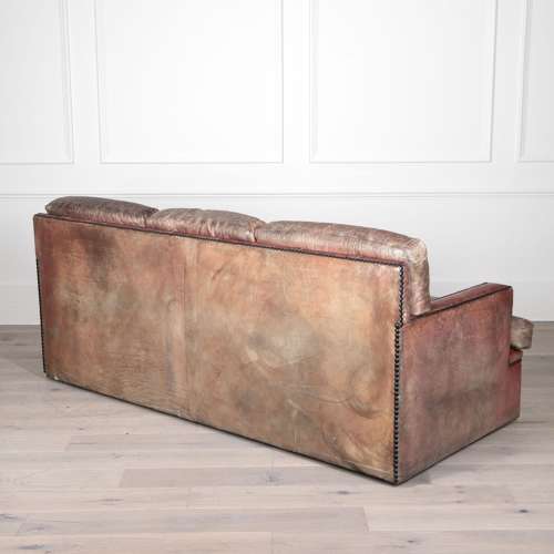 20th Century Red Leather Three Seater Sofa