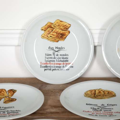 Set of Eight 20th Century Novelty Crepe Recipe Plates