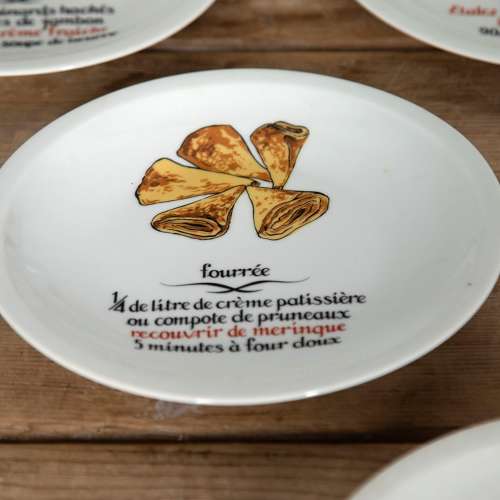 Set of Eight 20th Century Novelty Crepe Recipe Plates