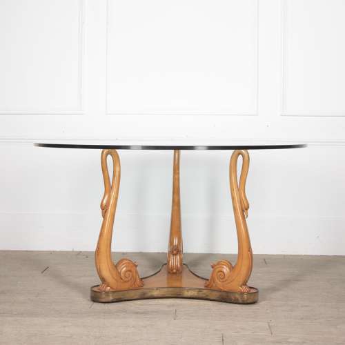 20th Century Glass and Sycamore Table by Osvaldo Borsani