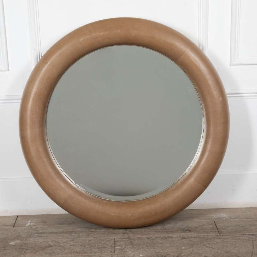 20th Century Leather Framed Mirror