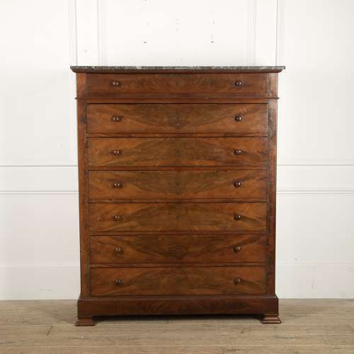 FRENCH MAHOGANY SEMAINIER CHEST OF DRAWERS