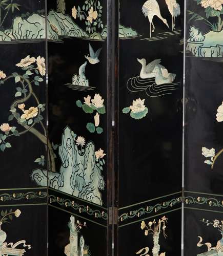 PAIR OF EARLY 20TH CENTURY JAPANESE LACQUER FOUR-LEAF SCREENS