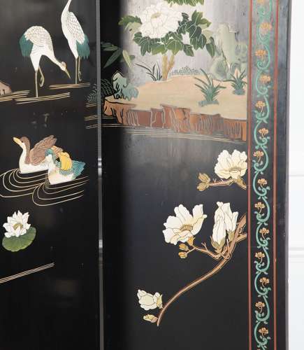 PAIR OF EARLY 20TH CENTURY JAPANESE LACQUER FOUR-LEAF SCREENS