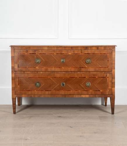 19TH CENTURY ITALIAN TWO DRAWER INLAID COMMODE
