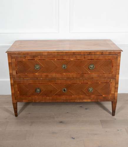 19TH CENTURY ITALIAN TWO DRAWER INLAID COMMODE