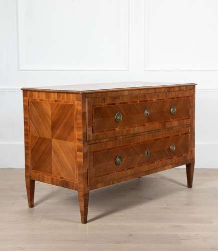 19TH CENTURY ITALIAN TWO DRAWER INLAID COMMODE