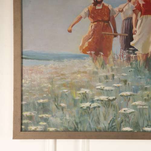 RUSSIAN OIL ON CANVAS SOCIALIST PAINTING