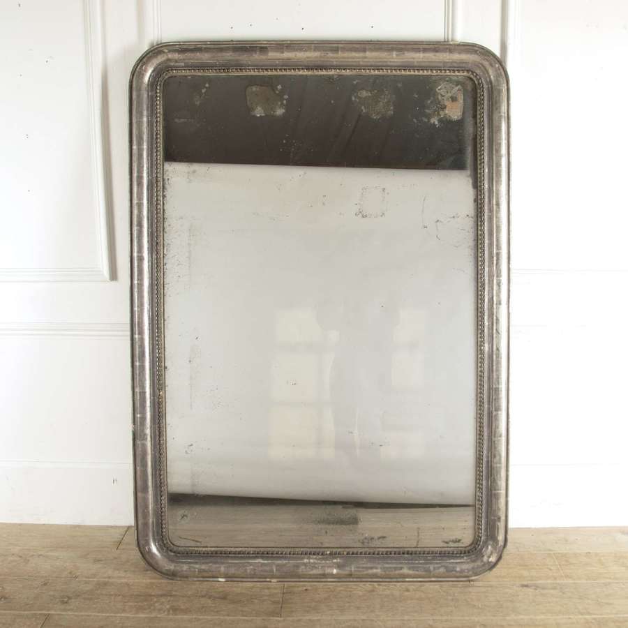 LARGE FRENCH SILVER GILT MIRROR WITH ORIGINAL PLATE