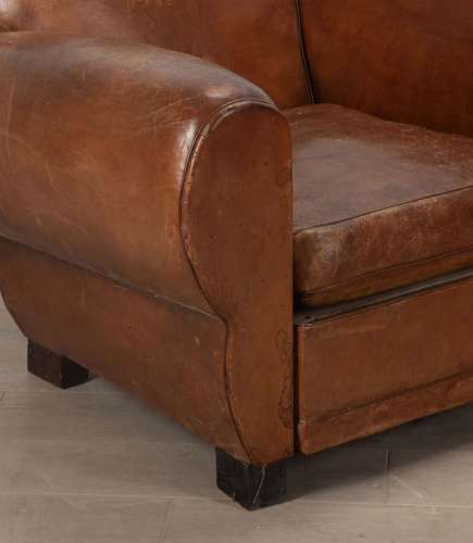Pair of 20th Century French Leather Club Chairs