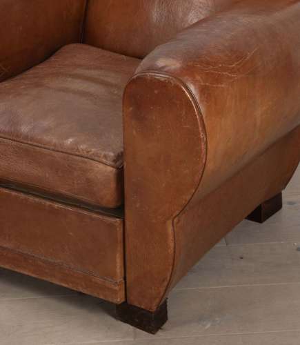 Pair of 20th Century French Leather Club Chairs
