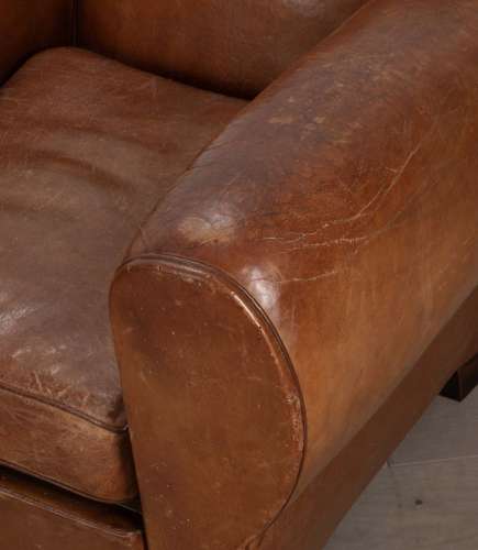 Pair of 20th Century French Leather Club Chairs