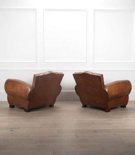 Pair of 20th Century French Leather Club Chairs