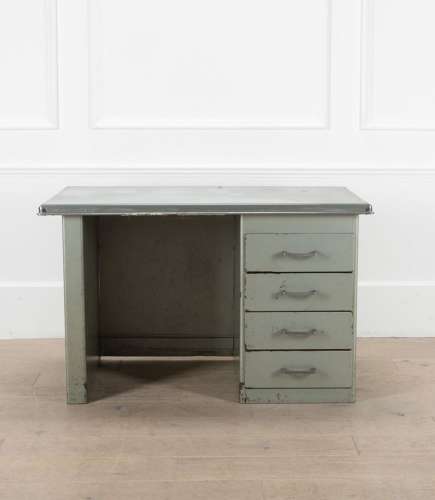 20th Century French Children's Metal Desk and Chair