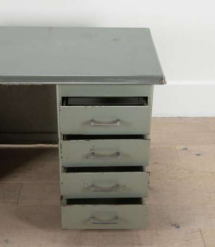 20th Century French Children's Metal Desk and Chair