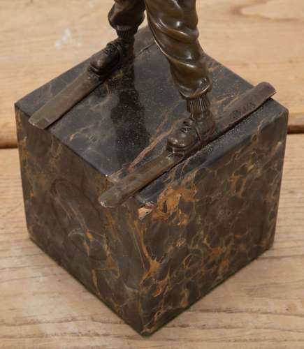 20th Century French Bronze Figure of a Boy on Skis