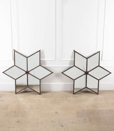 Pair of English 19th Century Iron Frame Star Mirrors