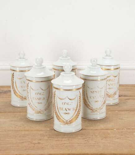 Collection of Six 20th Century French Ceramic Pots and Lids