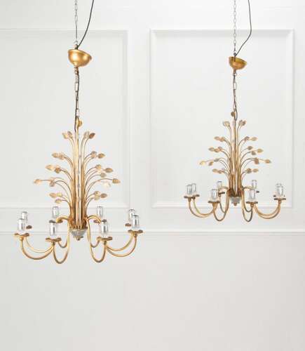 Pair of 20th Century Italian Bagues Style Chandeliers