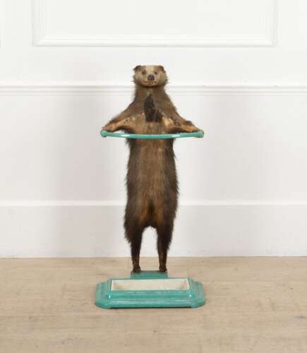 19th Century French Taxidermy Badger Umbrella Stand