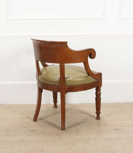 19th Century French Mahogany Desk Chair with Leather Seat