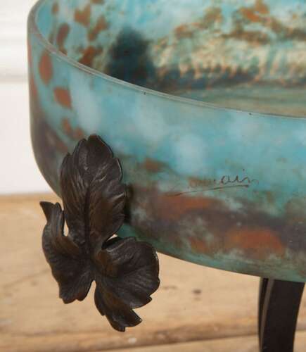 20th Century French Blue Art Nouveau Dish on Stand