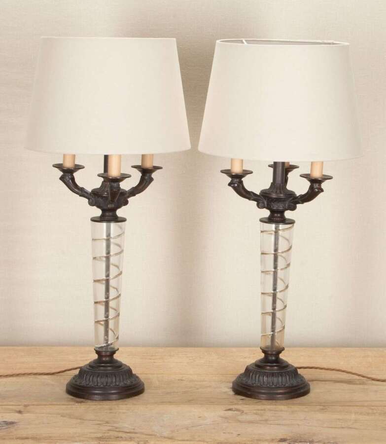Pair of 20th Century French Bronze Table Lamps