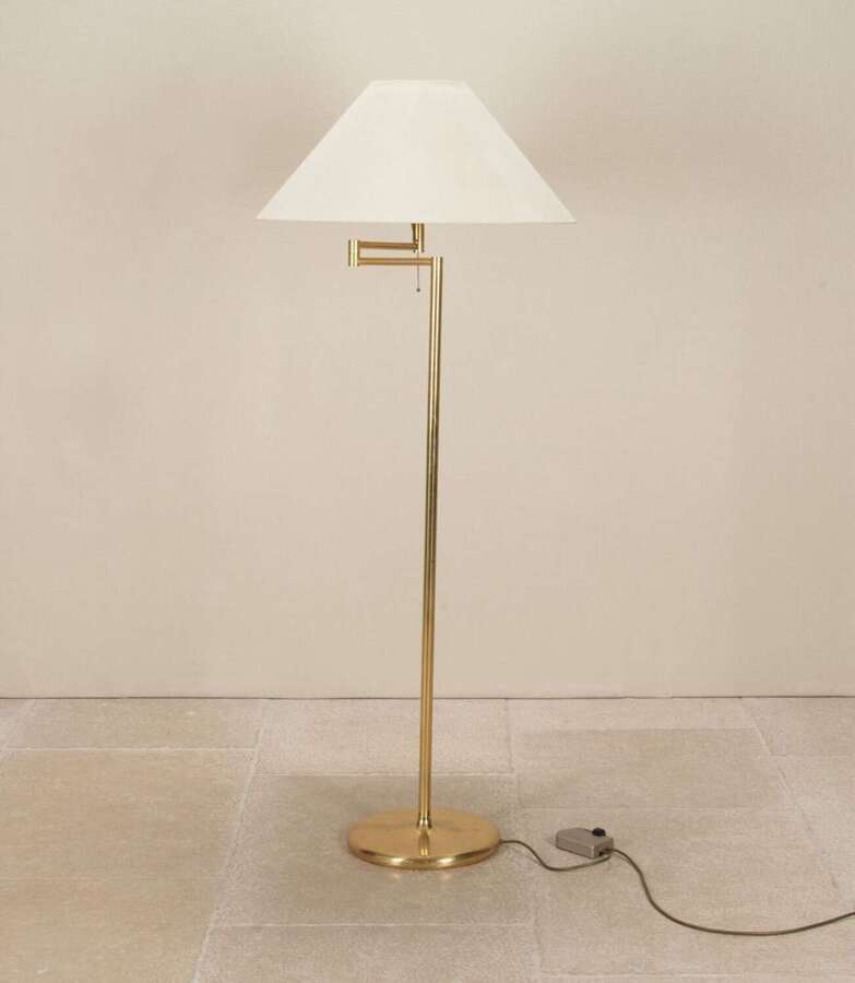 20th Century British Adjustable Armed Brass Floor Lamp
