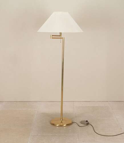 20th Century British Adjustable Armed Brass Floor Lamp
